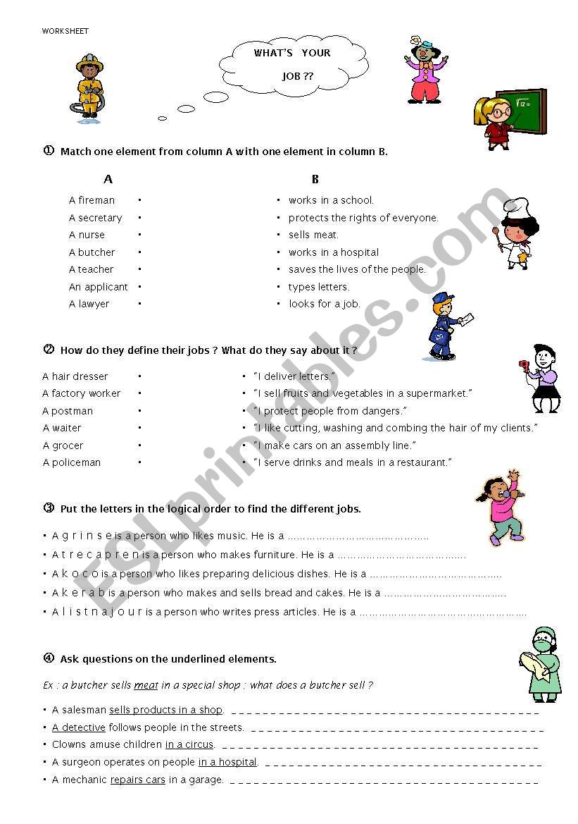 Whats your job ? worksheet