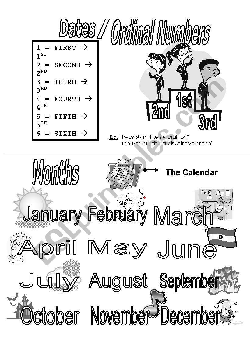 ordinal numbers/months worksheet