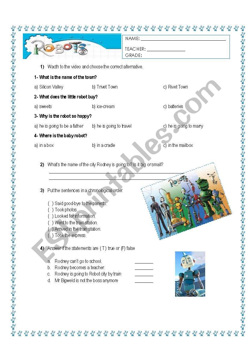 ROBOTS - VIDEO ACTIVITY worksheet