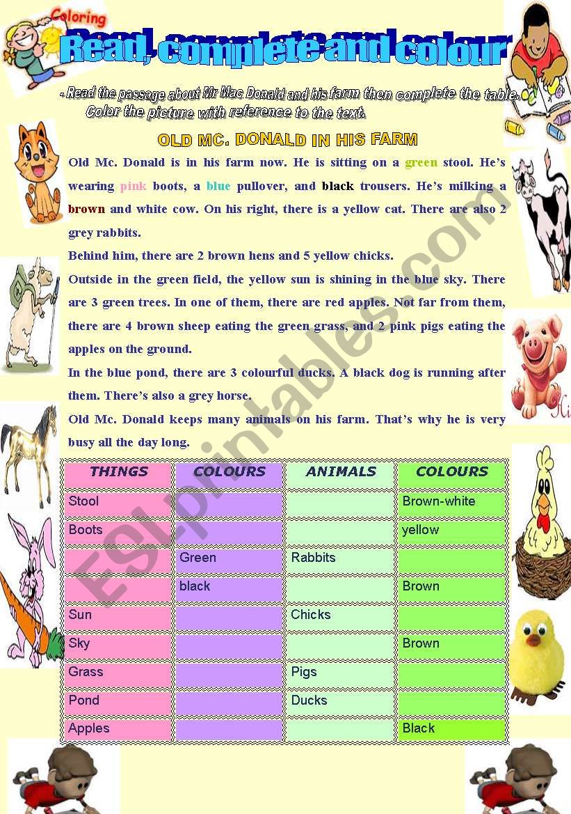 describing animals   worksheet