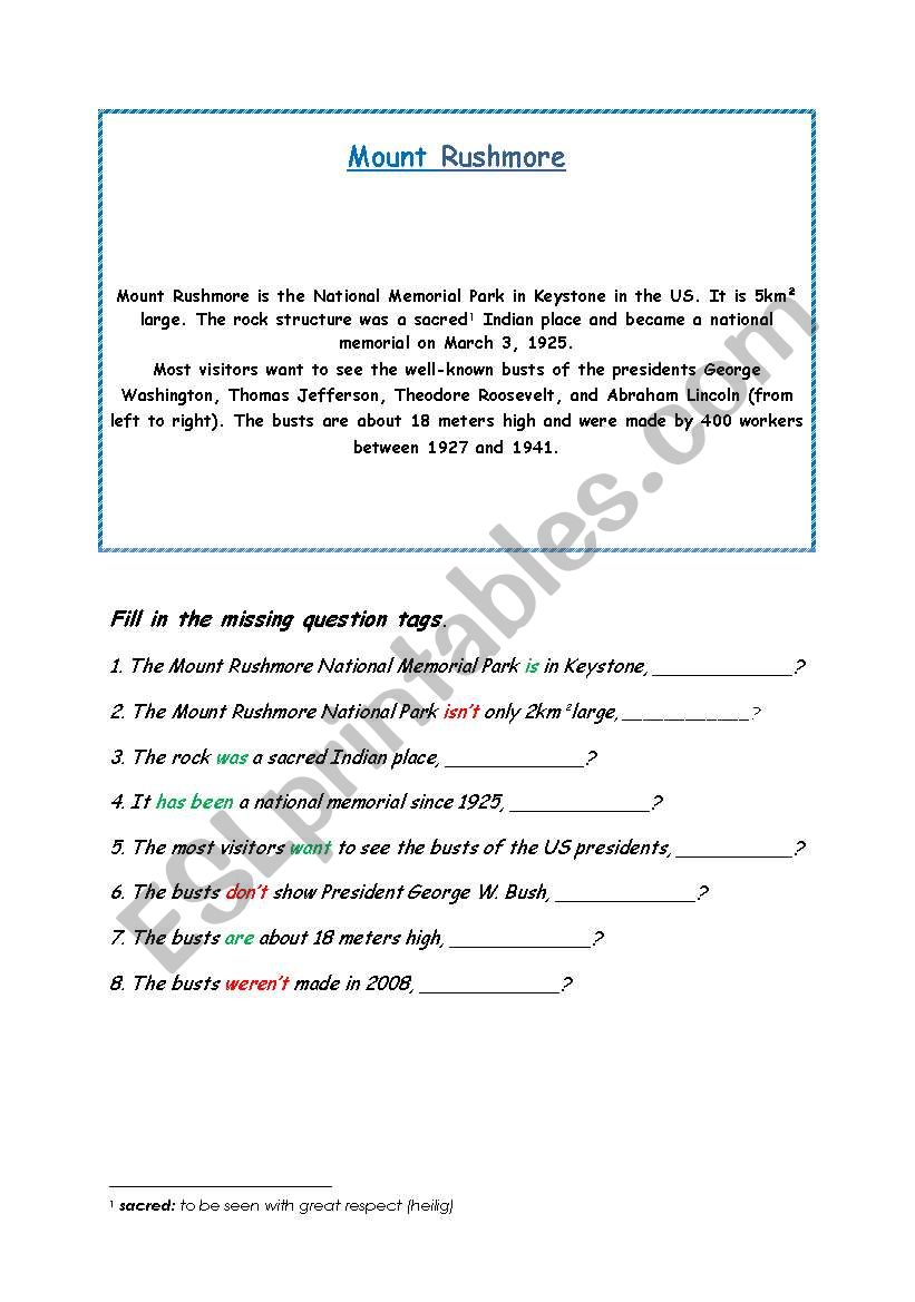Question Tags worksheet