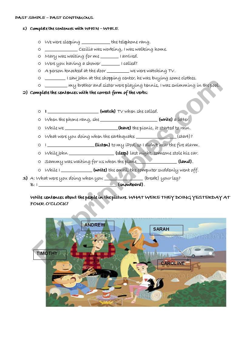 Past simple - past continuous worksheet