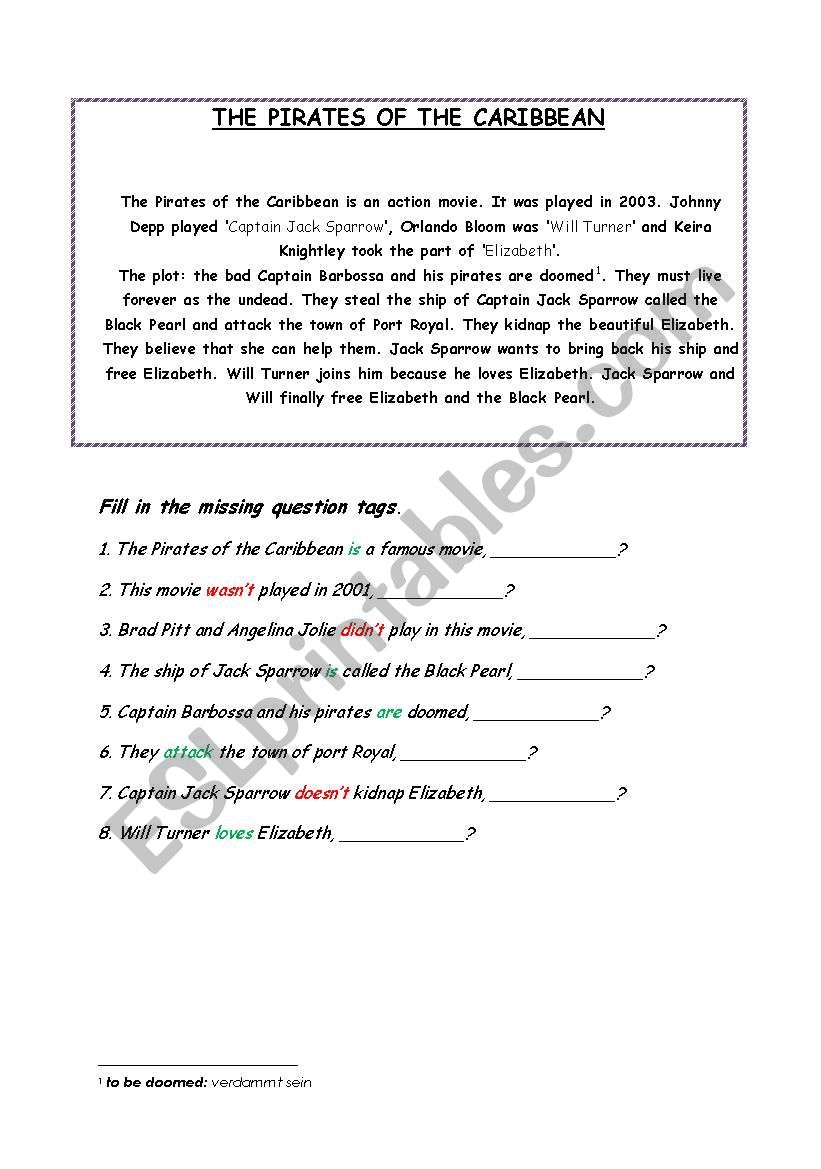 Question tags worksheet