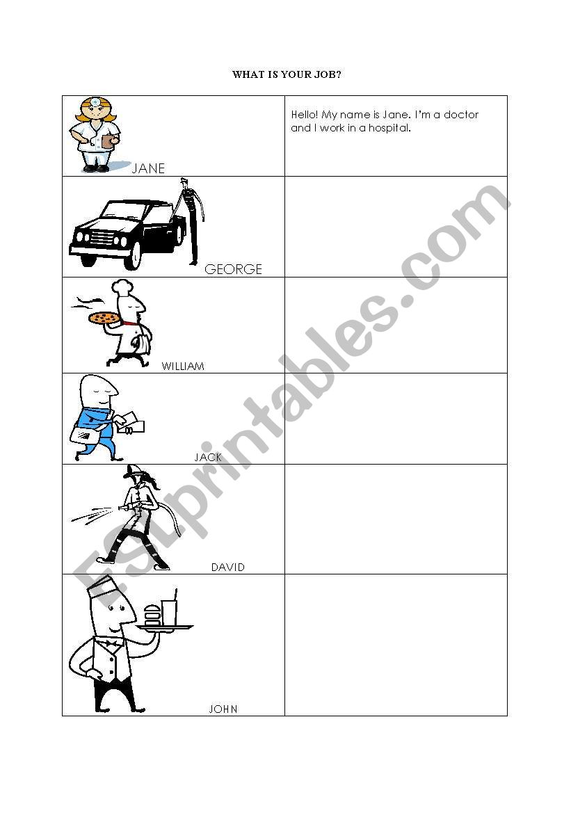 occupations worksheet