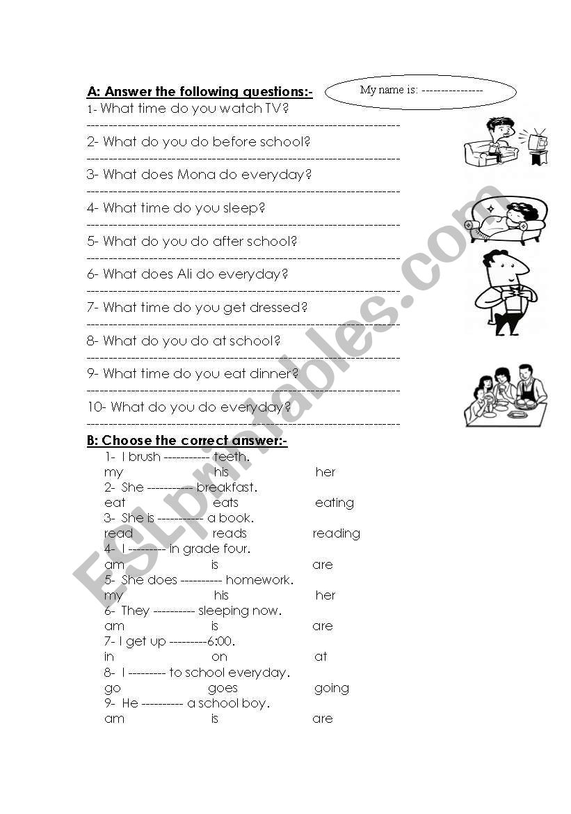 Telling the time worksheet