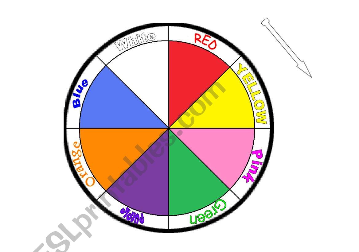 Colours -  spin wheel game worksheet
