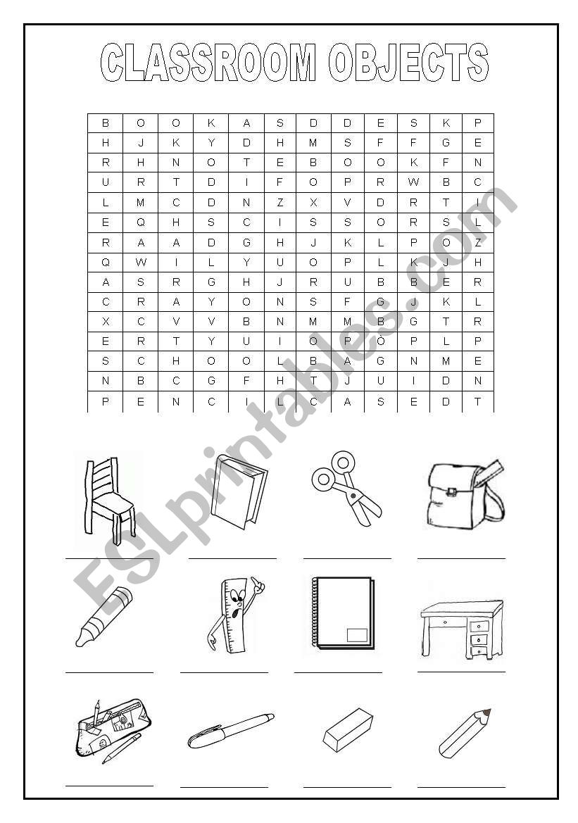 classroom objects worksheet