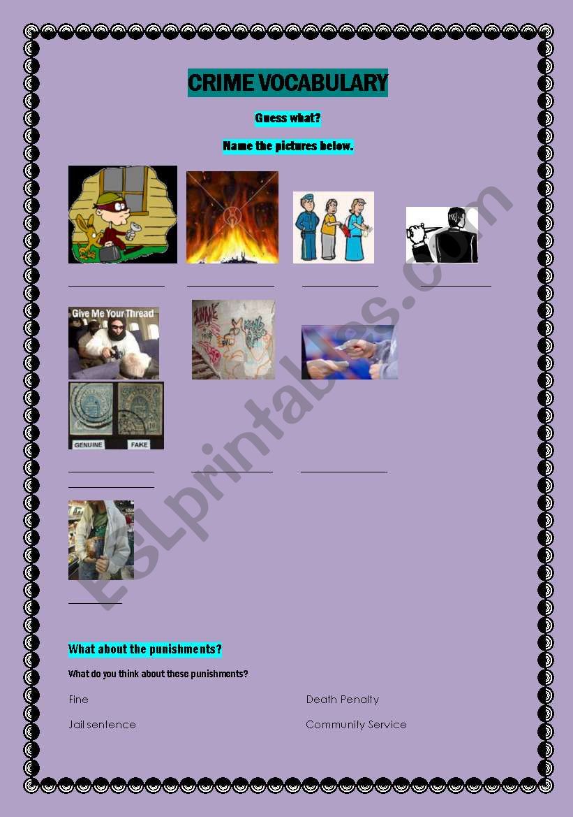 Crime and Punishment worksheet