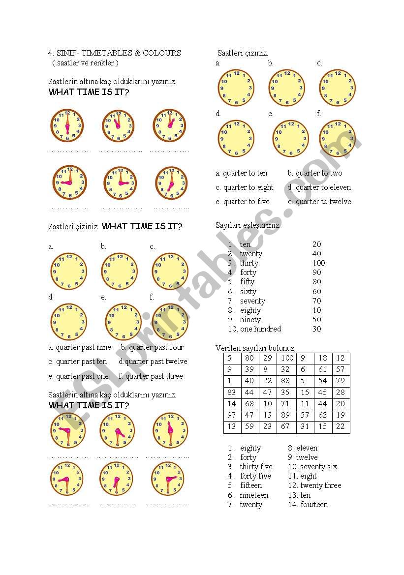 telling the time worksheet