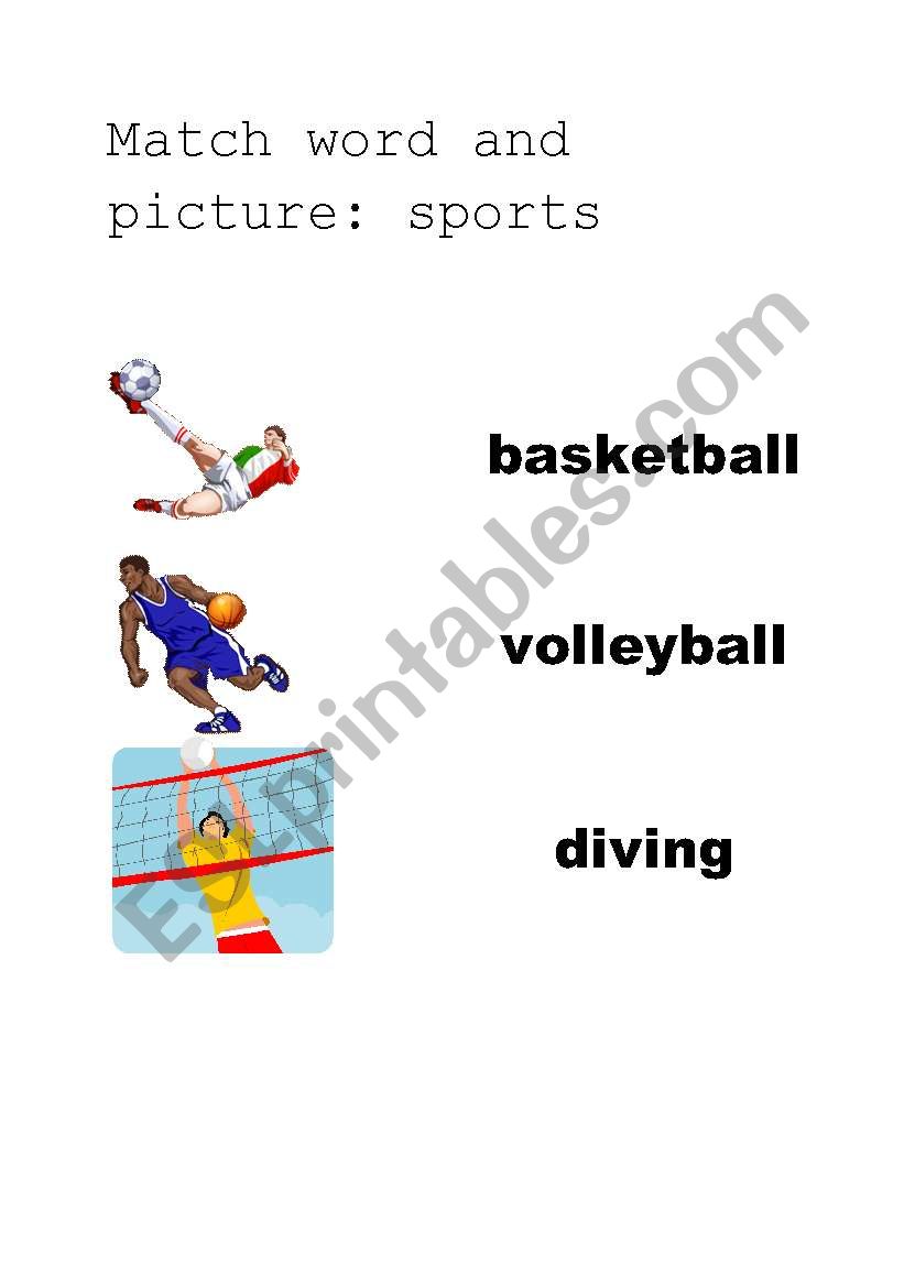 Match word and pictures worksheet