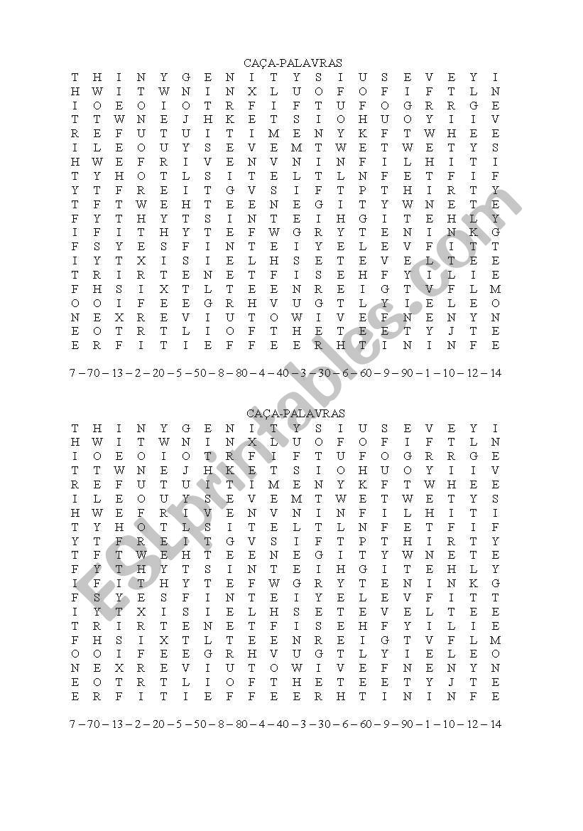 Numbers worksheet