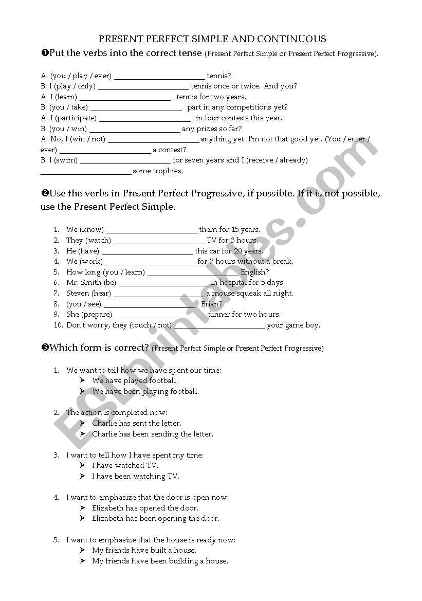 present perfect simple & continuous