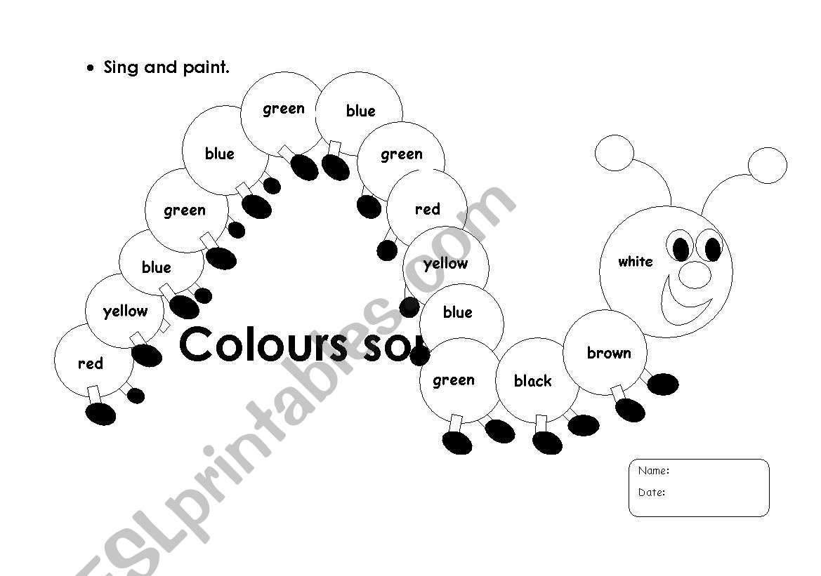 colours song worksheet