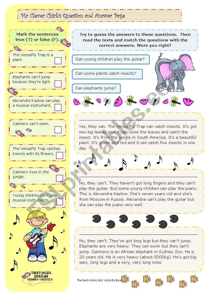 Mr Clever Chick worksheet