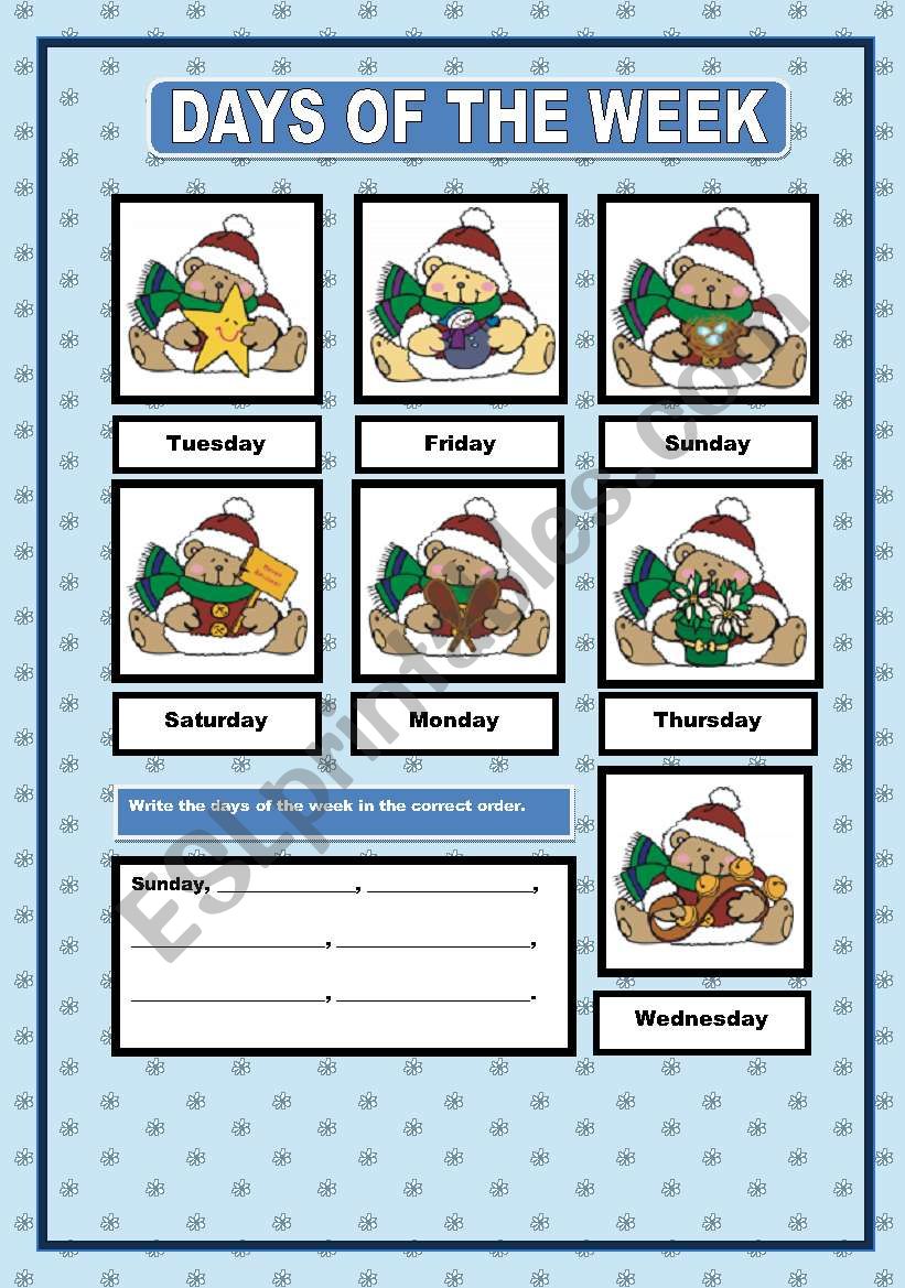 DAYS OF THE WEEK worksheet