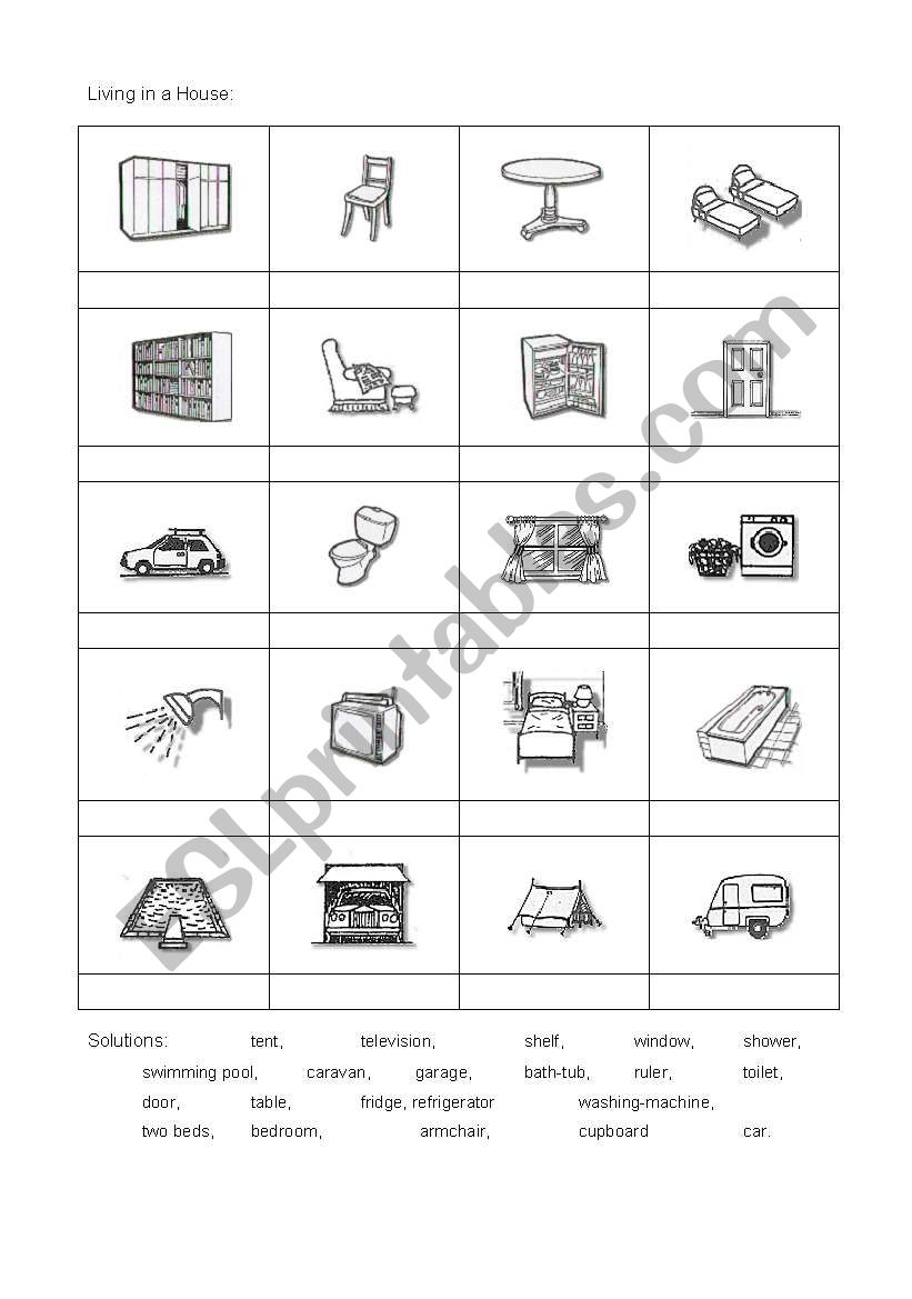Living in a house. worksheet