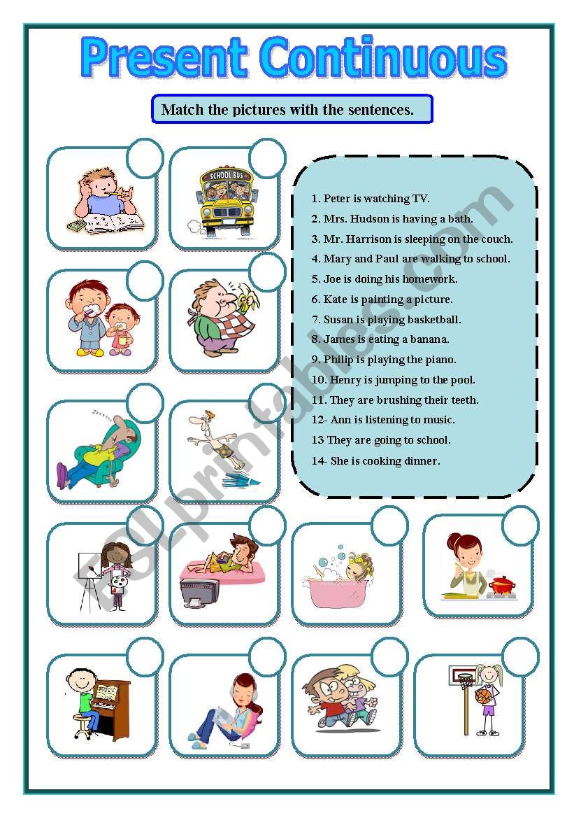 Present Continuous Esl Worksheet By Helena02