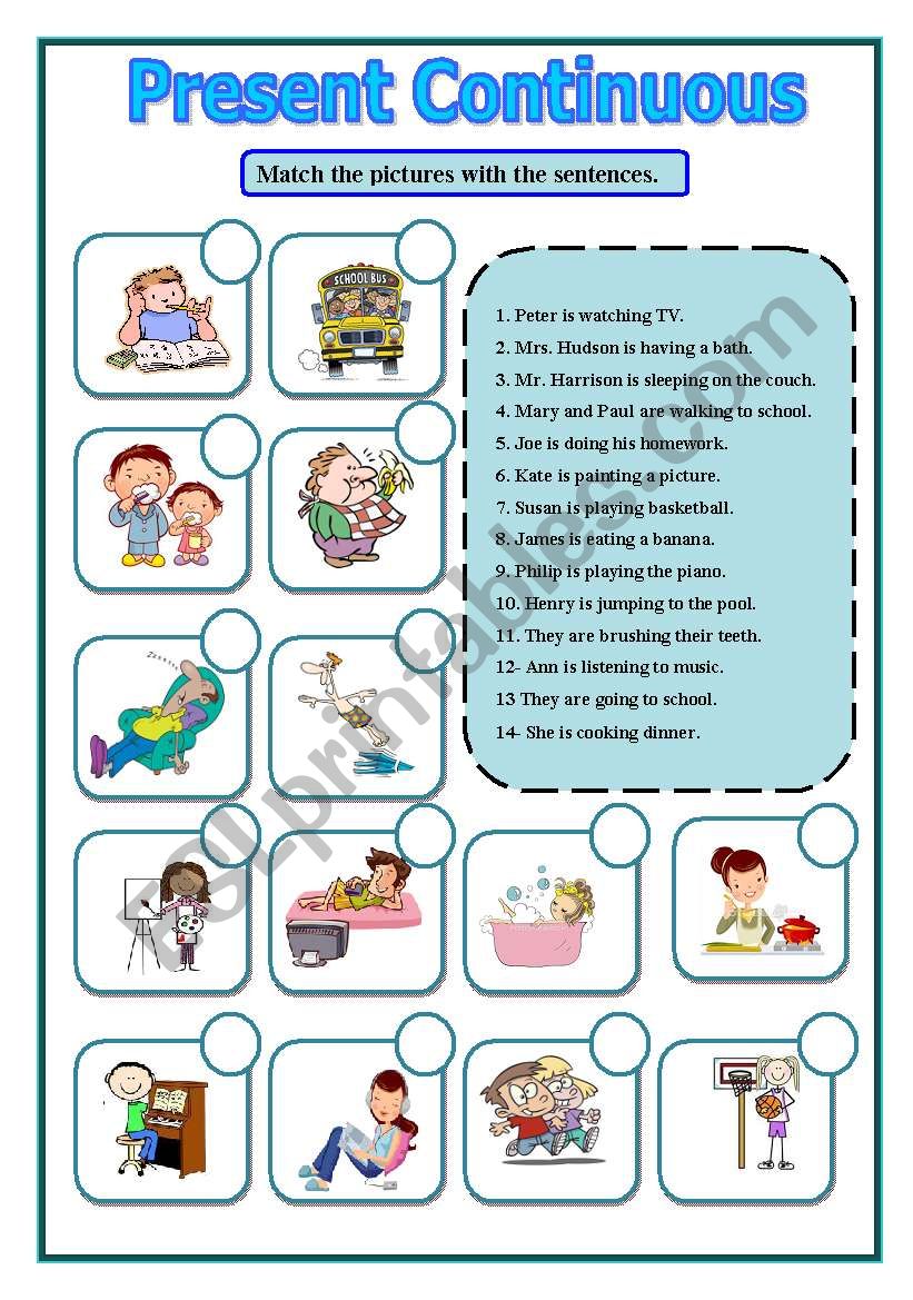 PRESENT CONTINUOUS worksheet