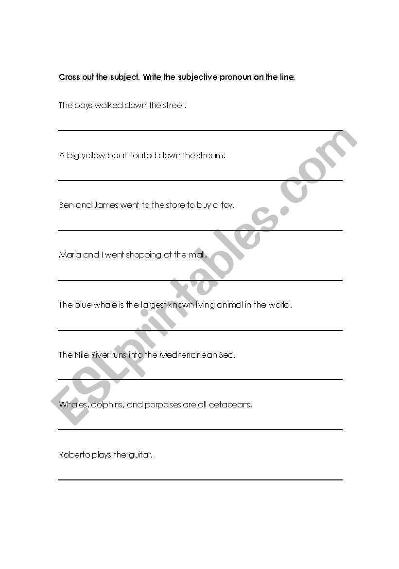 Subject Pronouns worksheet