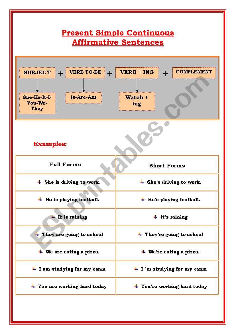 Present Continuous worksheet