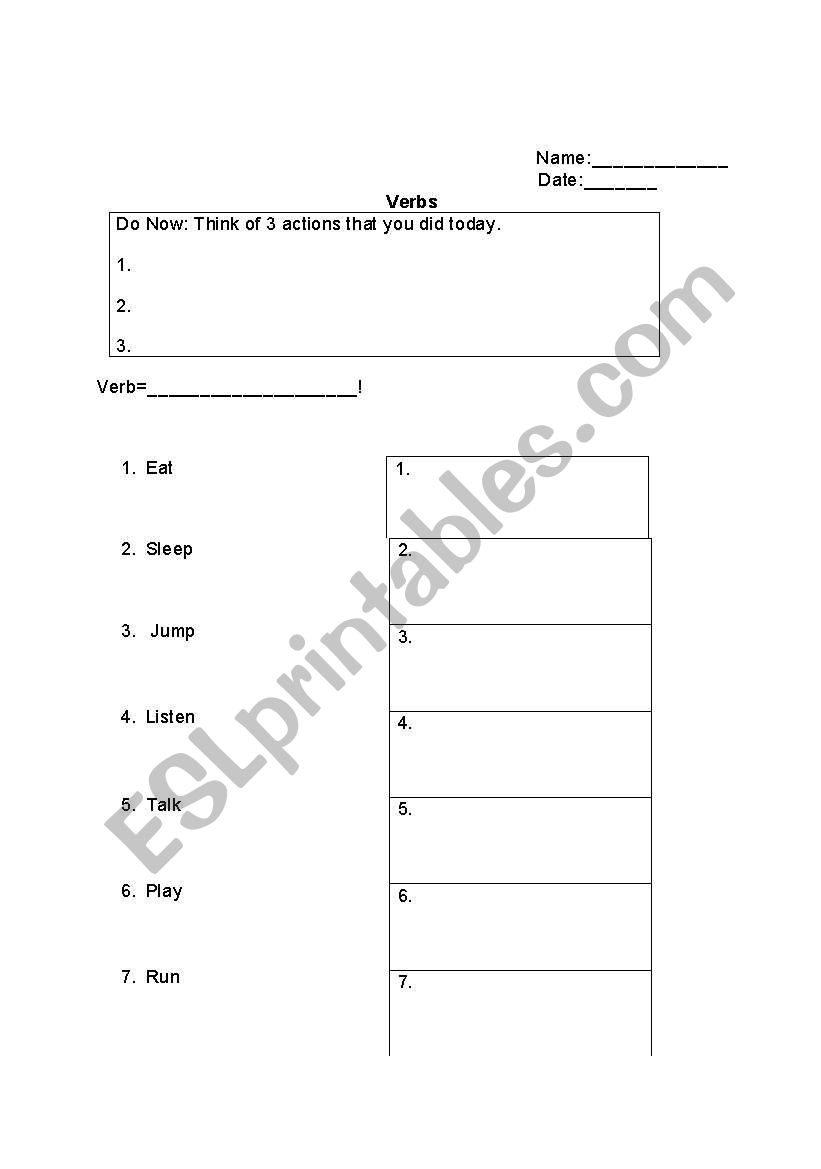ELL teacher worksheet
