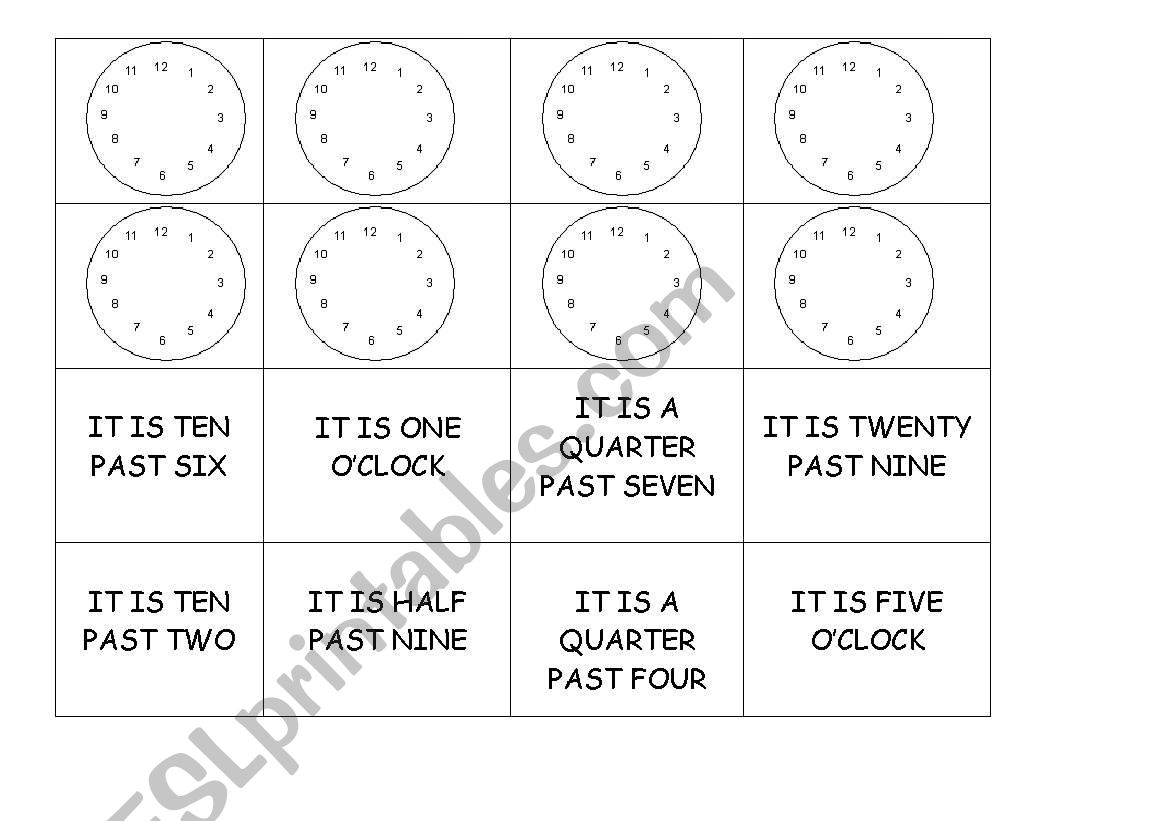 TELL TIME / BINGO / MEMORY GAME