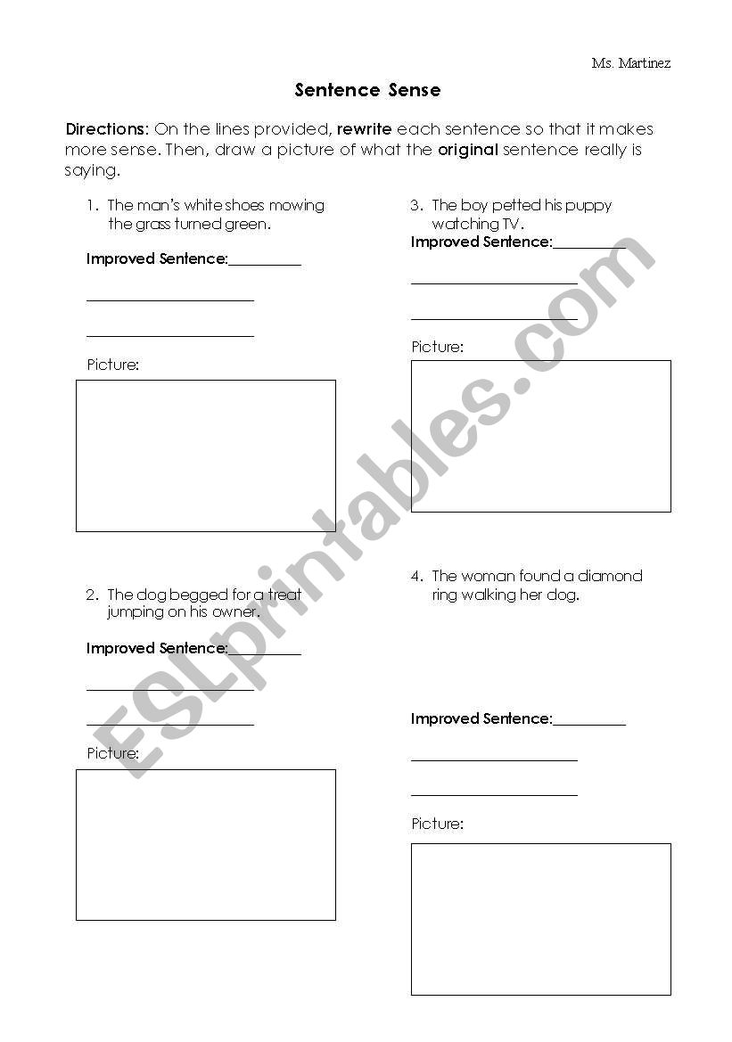 Sentence Sense worksheet