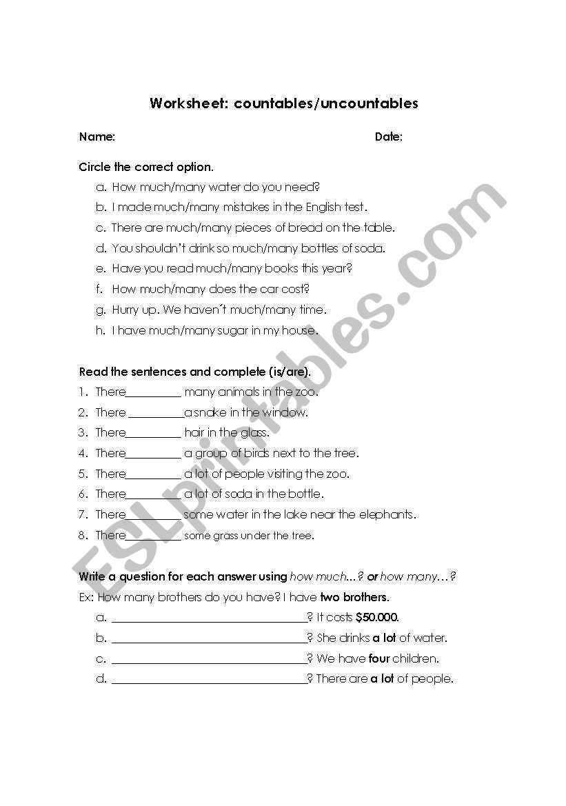 Countable and uncountable nouns