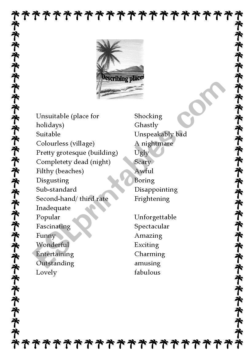 Describing places  worksheet