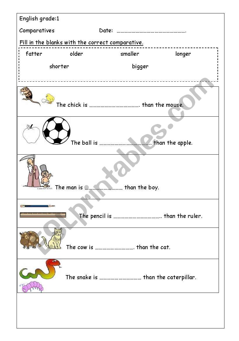 comparatives worksheet