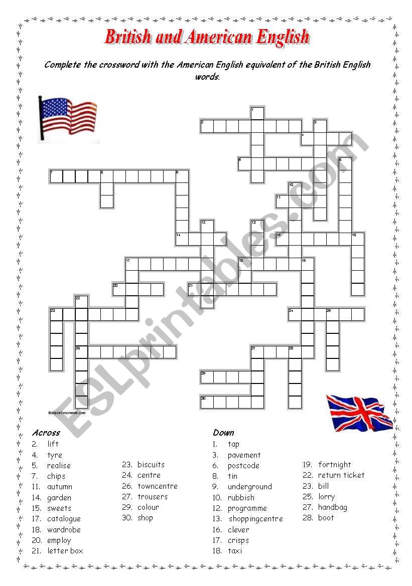 American Vs British English worksheet