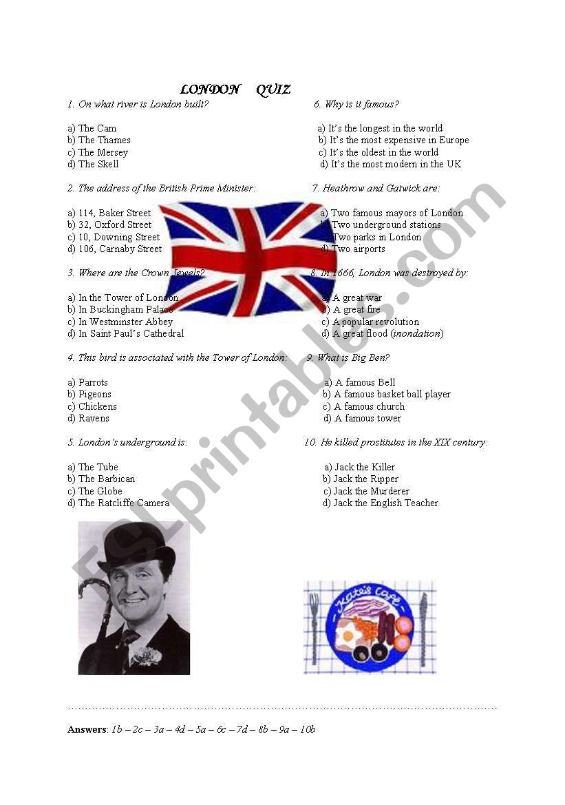 London quiz worksheet