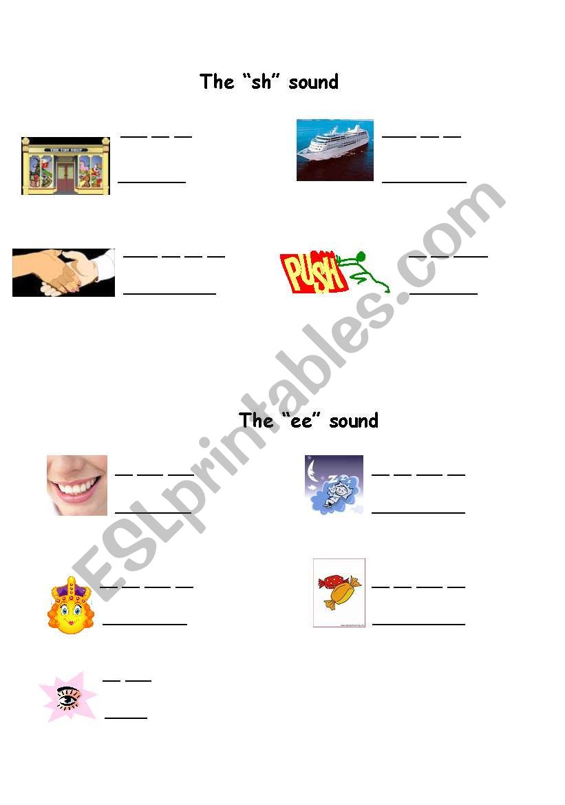 ch and ee sound-part 1 worksheet