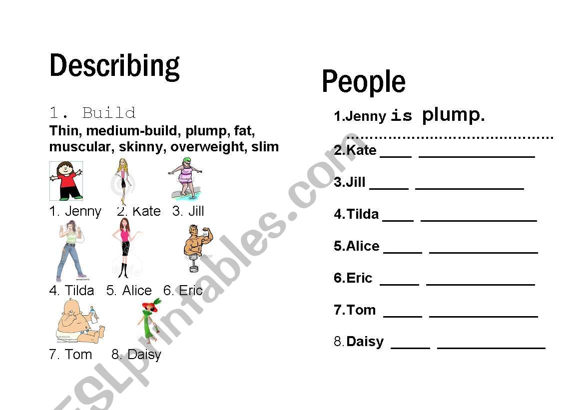 Describing people worksheet