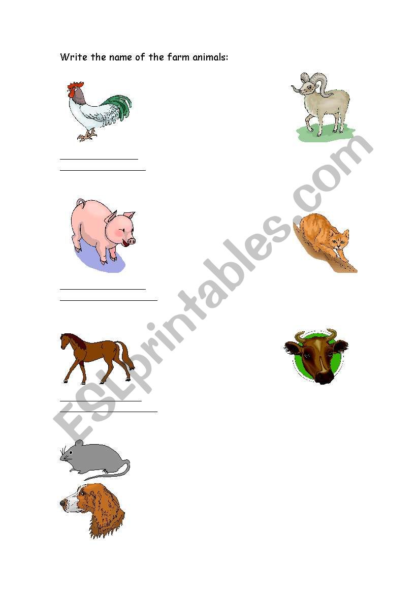 Farm animals worksheet