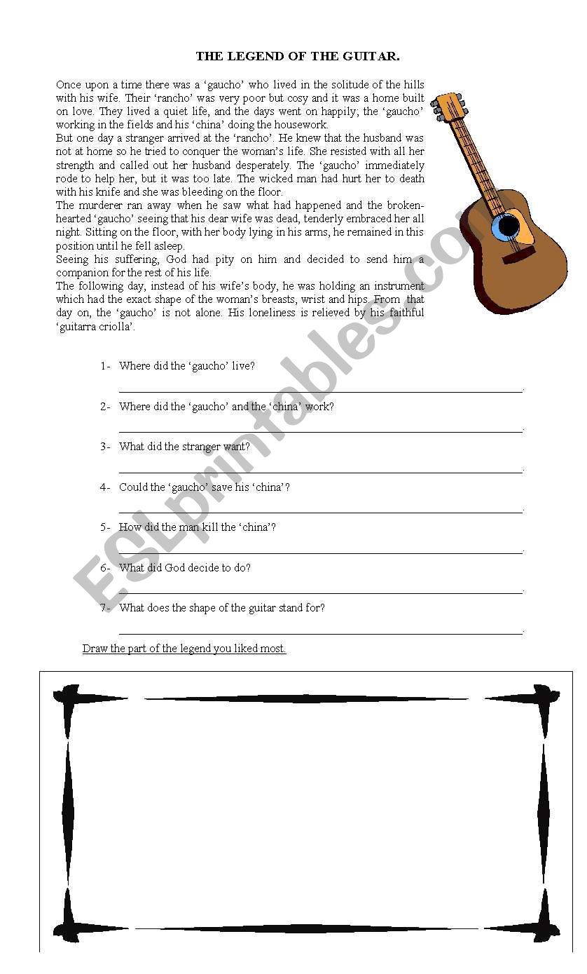 The Legend of the Guitar worksheet
