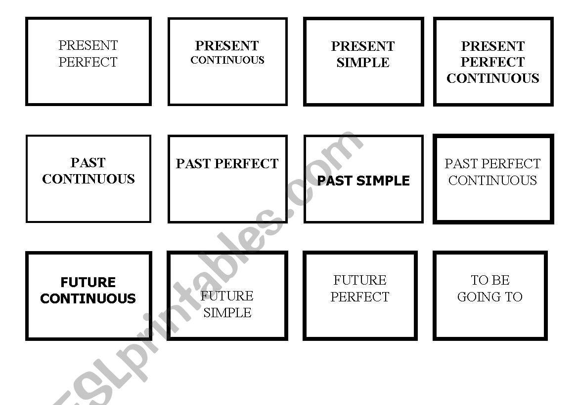 bingo time tenses worksheet