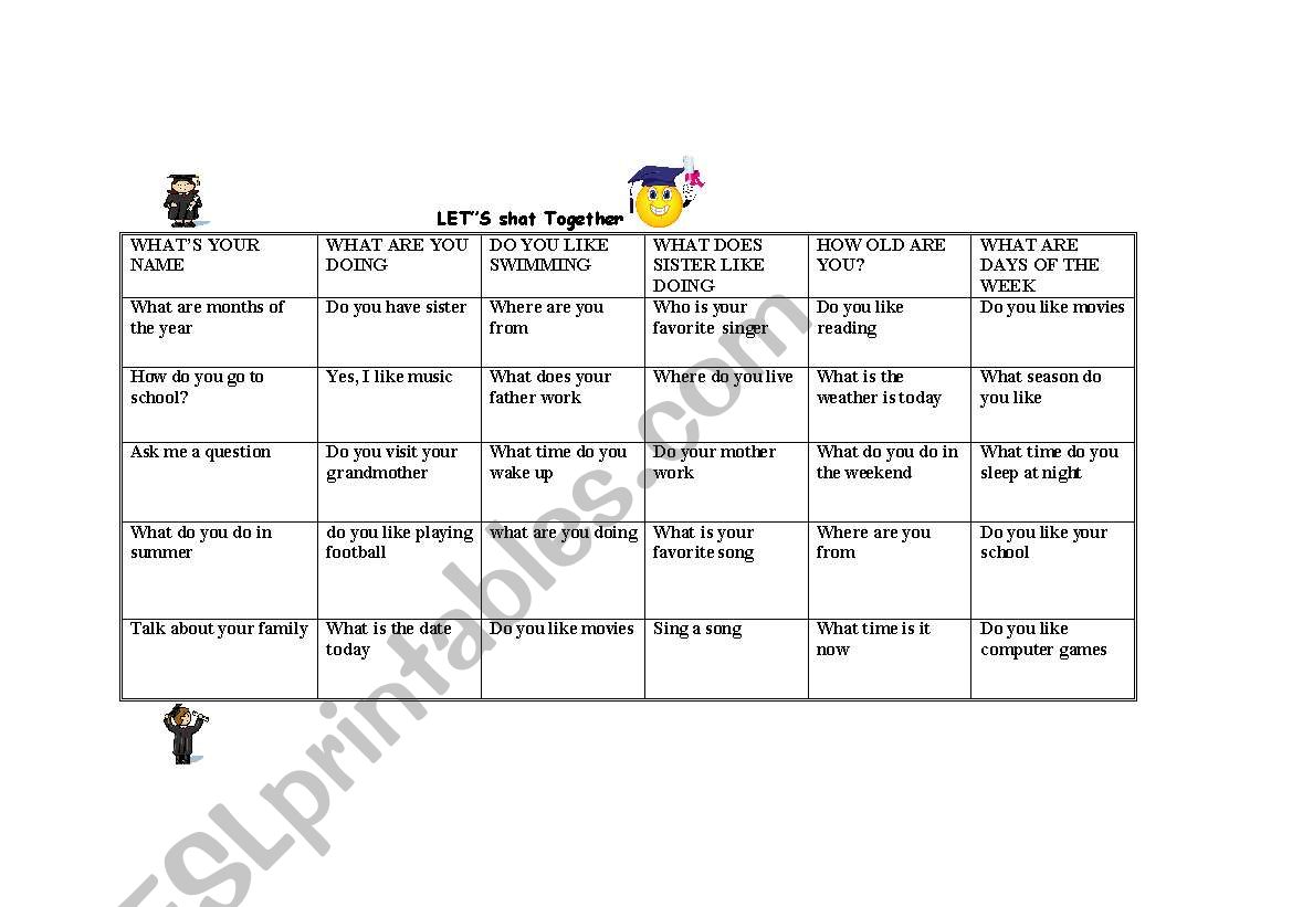 Lets Chat together  worksheet