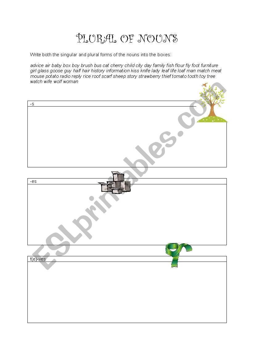 Plural of nouns worksheet