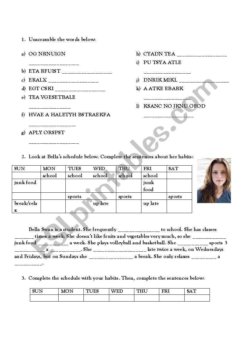 Frequency worksheet