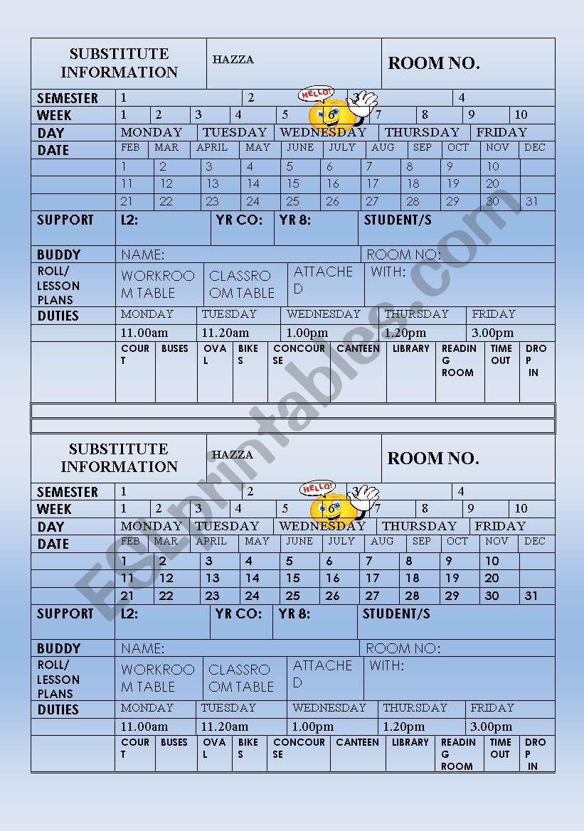 SUBSTITUTE TEACHER INFORMATION