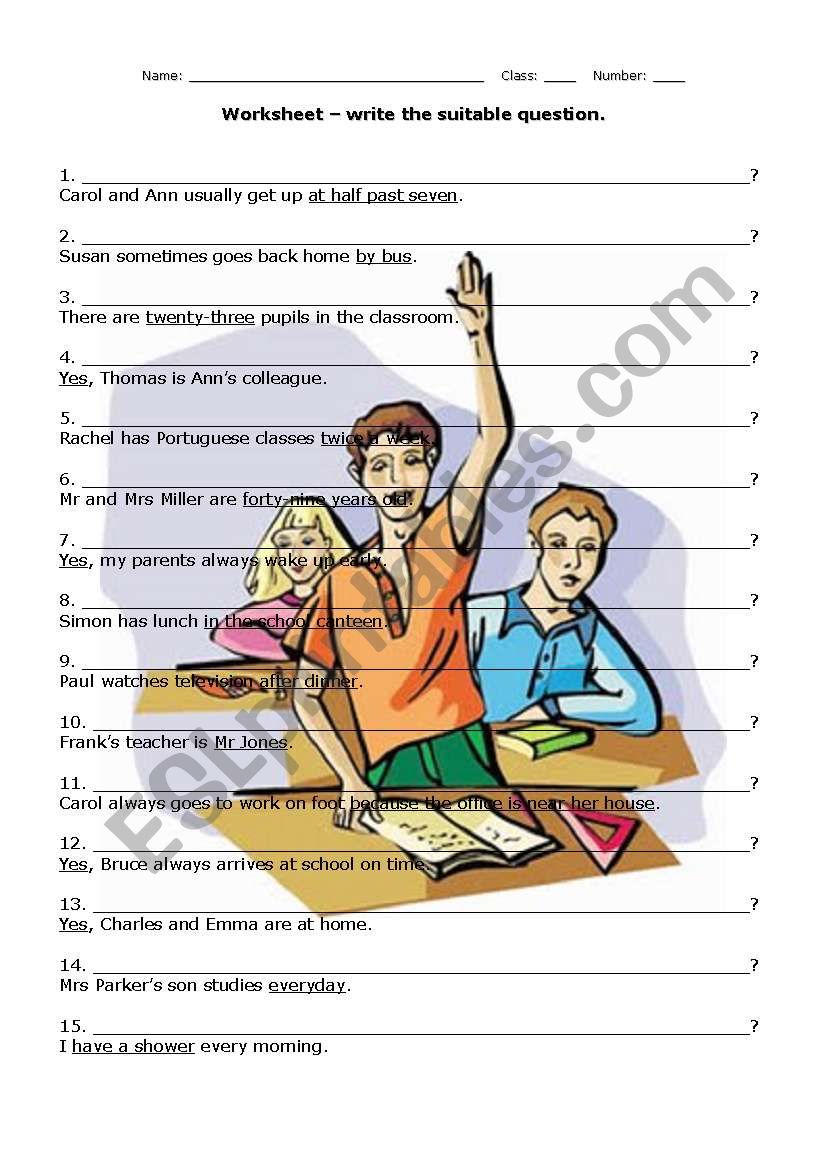 Daily routine - question / answer exercises