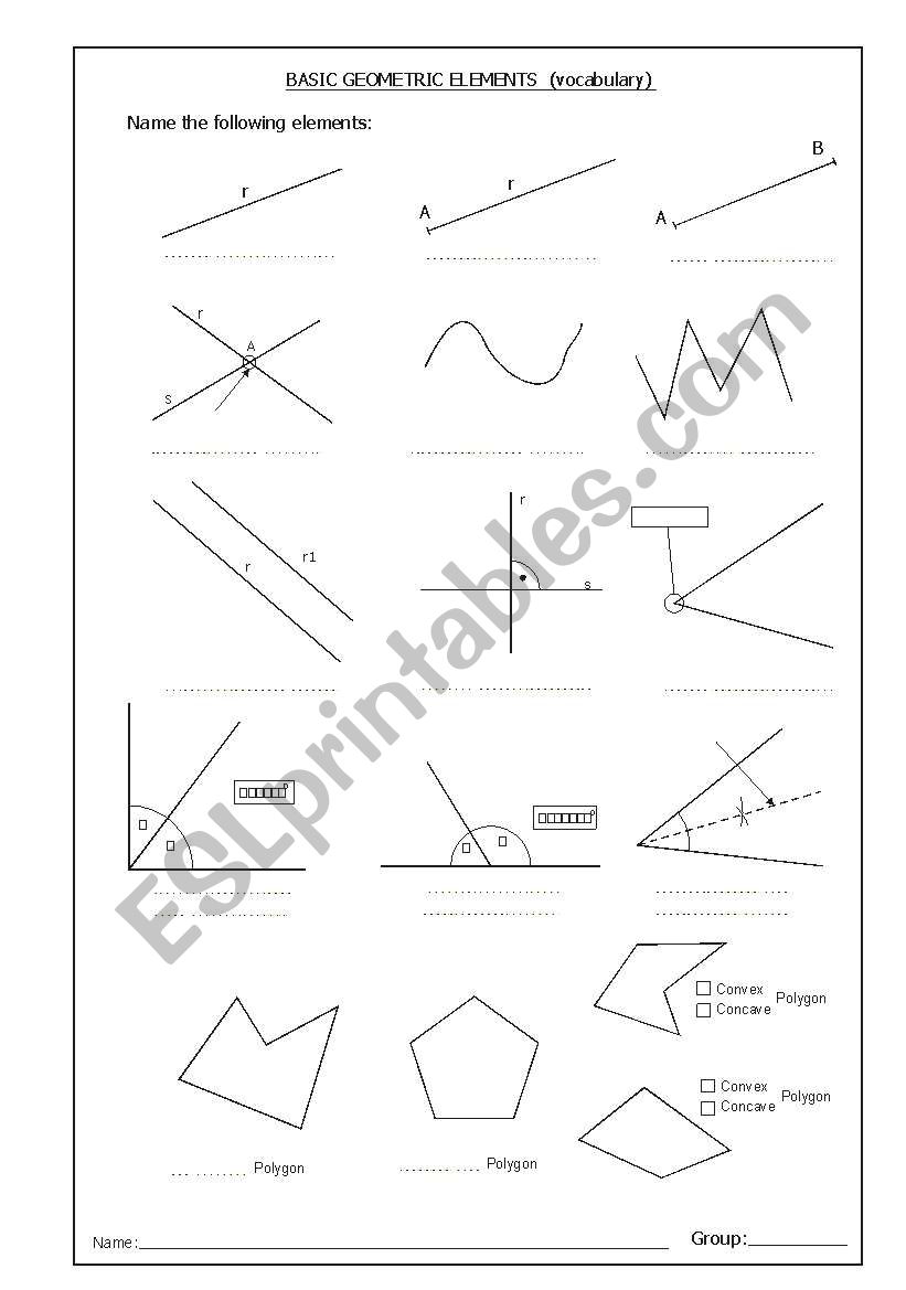 Vocabulary basic elements of geometry