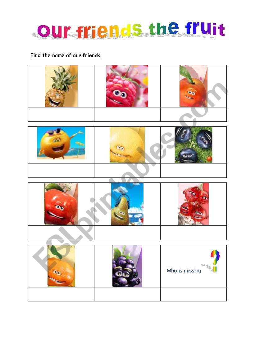 fruit (from oasis ad) worksheet