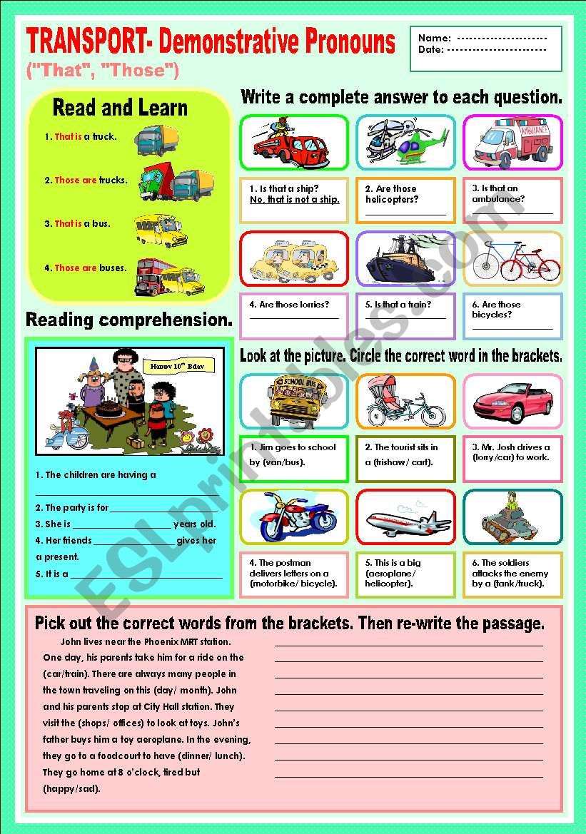 Transport - Demonstrative Pronouns (That, Those)