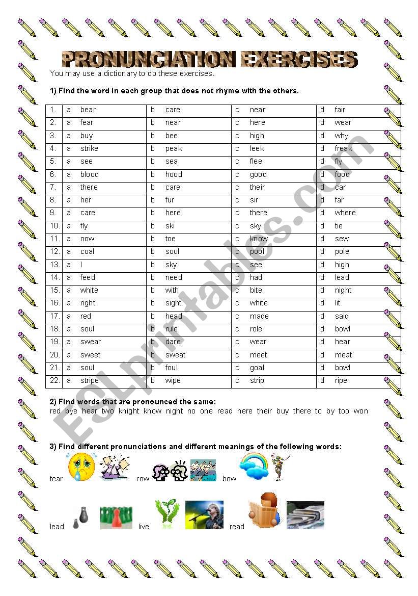 Pronunciation Exercise worksheet