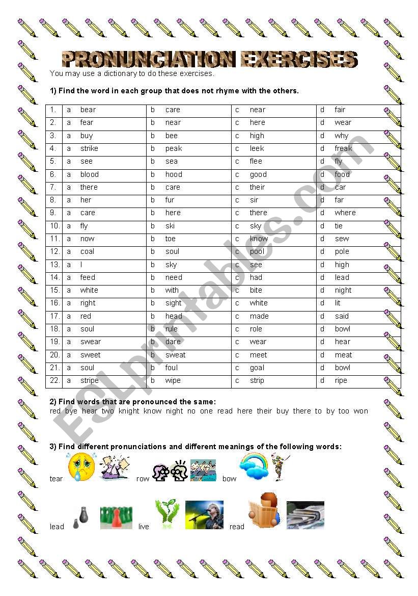 Pronunciation Exercise worksheet