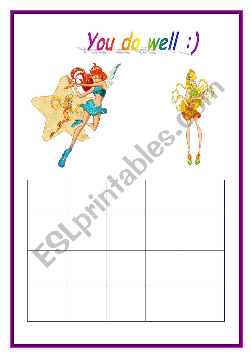 chart & star stickers worksheet