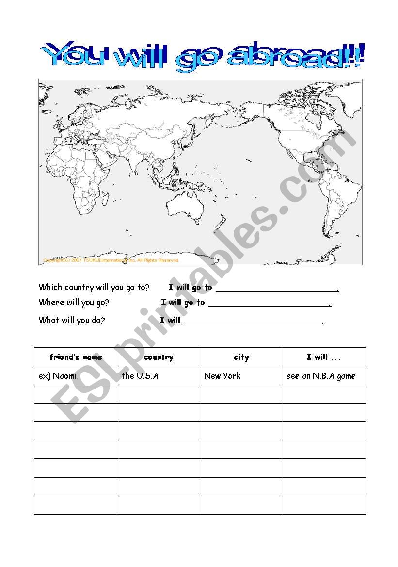 You will go abroad! worksheet