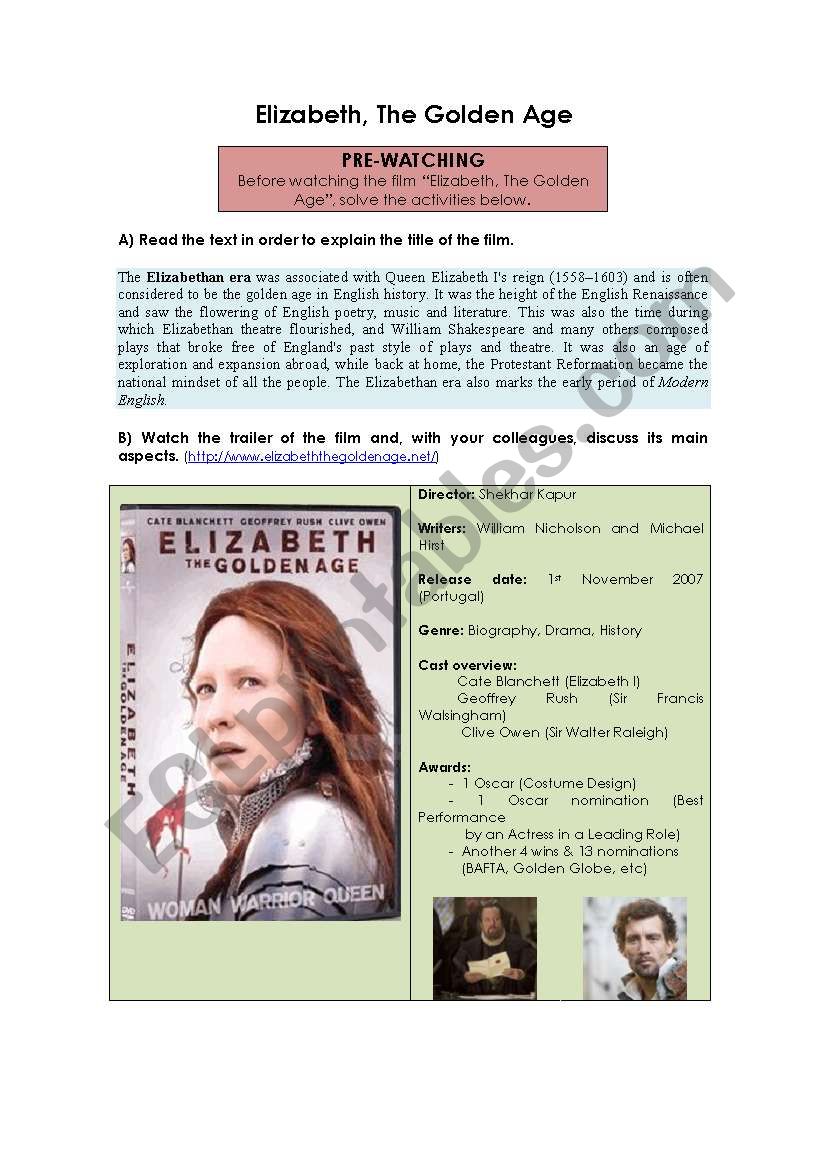 Elizabeth, the Golden Age (History of the English Language The Modern